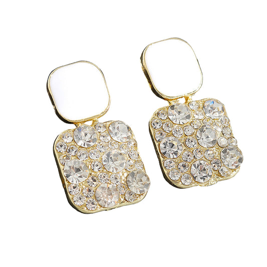 Macarons Geometry Earrings - Sterling Silver Needle Square Pastel Style
