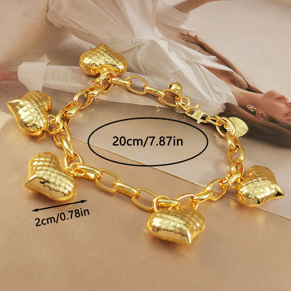 Two-Color Copper Plating Peach Heart Bracelet - Light Luxury Graceful Jewelry USA