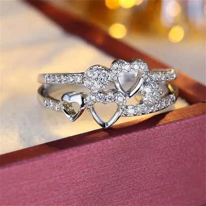 Geometric Heart Ring - Adjustable All-Match Alloy Opening Design