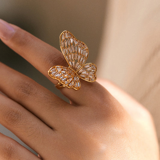 Butterfly Exaggerated Ring - Animal Element Personalized Copper Plating