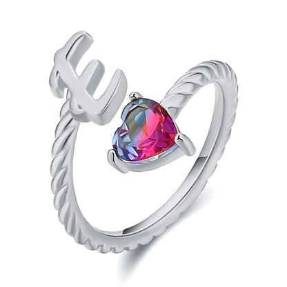 Love Letter Heart Ring - 925 Sterling Silver Fashion Statement Ring