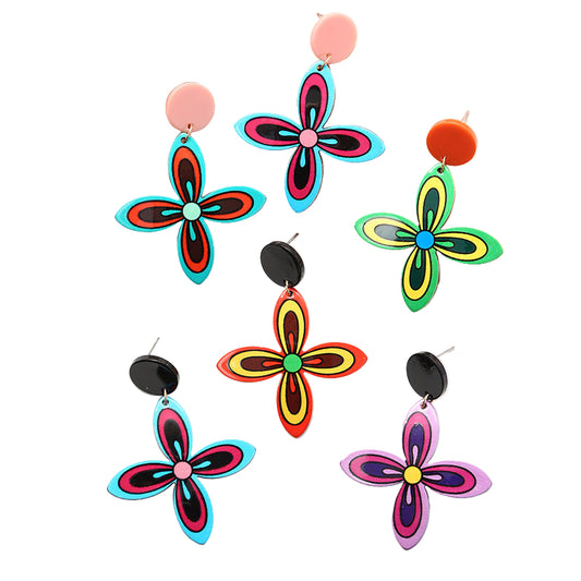 Acrylic Bohemian Earrings - High-grade Contrast Color Ethnic Printed