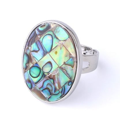 Natural Abalone Shell Ring - Adjustable Ocean Ornament Women's Style