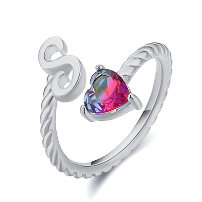 Love Letter Heart Ring - 925 Sterling Silver Fashion Statement Ring