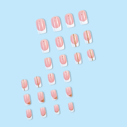 White French Press on Nails Gold Glitter Line.