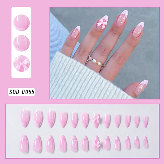 Square Head Flower Design Fake Nail Tips Acrylic Floral Wearable Ballet False Nail Artificial Full Cover Press on Nails