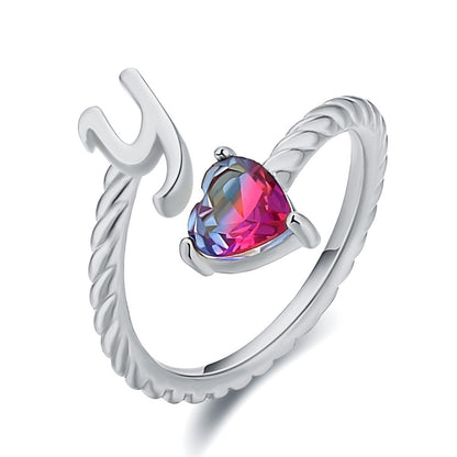 Love Letter Heart Ring - 925 Sterling Silver Fashion Statement Ring