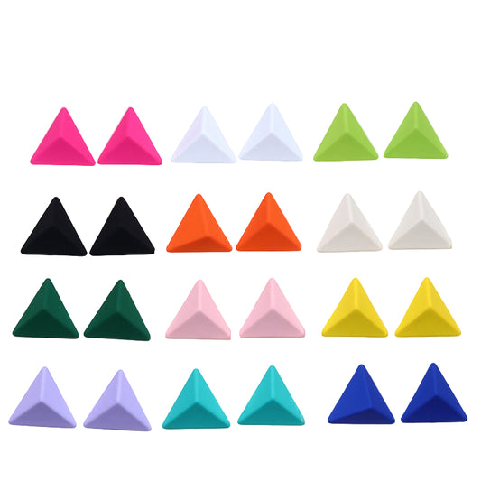 Triangle Spray Paint Earrings - 12 Color 3D Artistic Geometric Studs