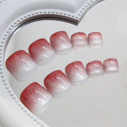 Toenail Holiday Press on Nails Cat Eye Red Gradient Beautiful  Nails