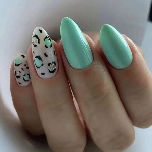 24Pcs Long Almond False Nails Various Styles French Press On Nails Newest Fake Nails DIY Manicure Detachable Nail Tips