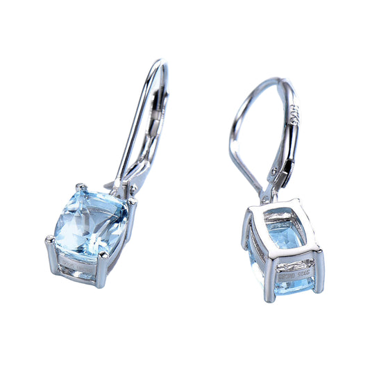 925 Sterling Silver Topaz Pendant Earrings - Blue Gemstone Luxury Jewelry USA