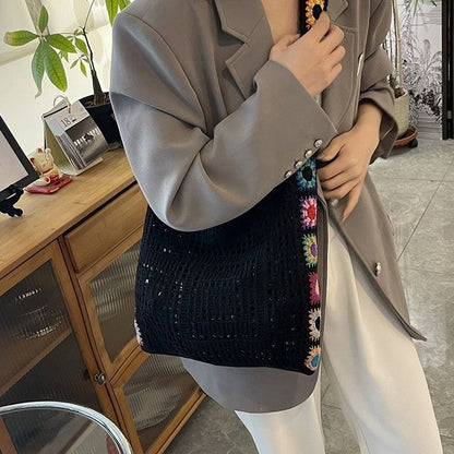 Knitted Bag Large Capacity - Women's Woven Tote Handbag