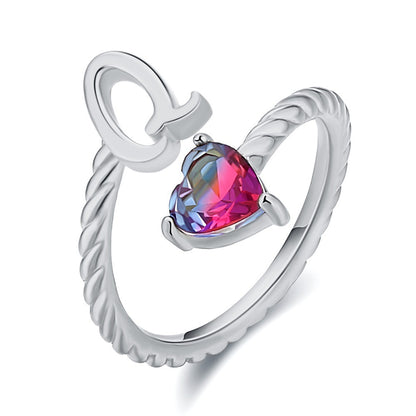 Love Letter Heart Ring - 925 Sterling Silver Fashion Statement Ring
