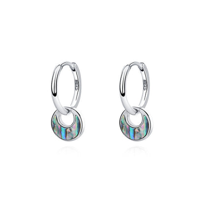 925 Sterling Silver Vintage Abalone Shell Earrings - Ocean Iridescent Jewelry USA