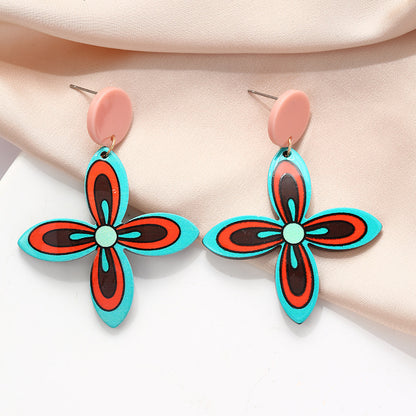 Acrylic Bohemian Earrings - High-grade Contrast Color Ethnic Printed