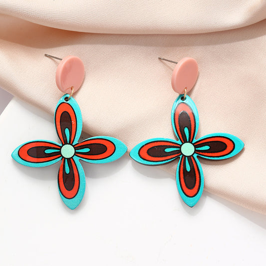 Acrylic Bohemian Earrings - High-grade Contrast Color Ethnic Printed