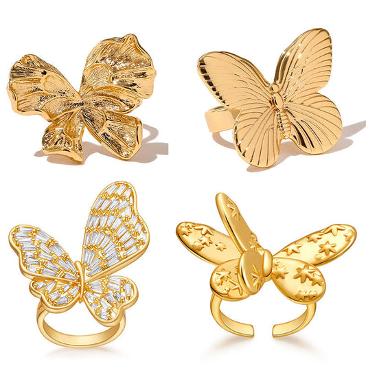 Butterfly Exaggerated Ring - Animal Element Personalized Copper Plating