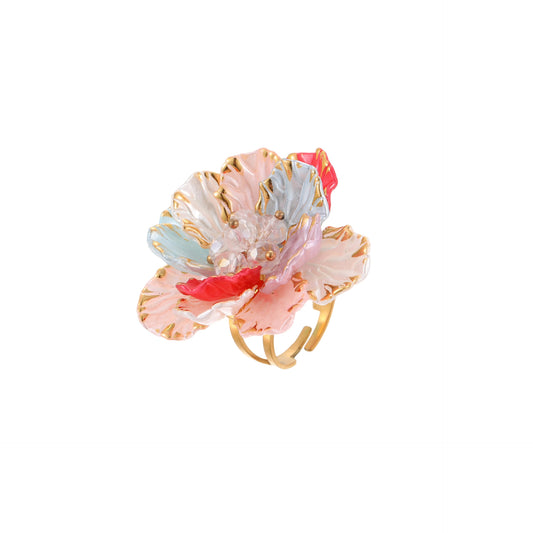 Colorful Flower Ring - Dopamine Vibes Adjustable Floral Jewelry USA