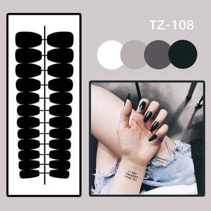 24pcs Wearable False Nail Strawberry Bow Design Nails Tips Red Short Almond Pearl Starlight Fake Nail Art Flower Press on Nails