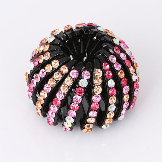 Bird's Nest Hairpin - Color Rhinestone Ponytail Ball Hair Accessory