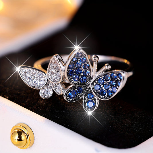 Blue Butterfly Ring - Electroplated Copper Women's Nature Design