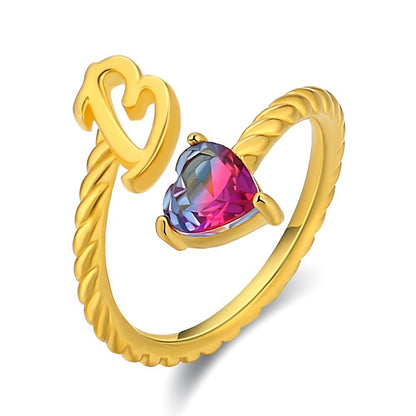 Love Letter Heart Ring - 925 Sterling Silver Fashion Statement Ring