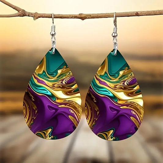 Water Ripple Acrylic Earrings - Colorful Fashion Pattern Ocean Design