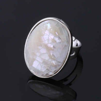 Natural Abalone Shell Ring - Adjustable Ocean Ornament Women's Style