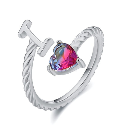 Love Letter Heart Ring - 925 Sterling Silver Fashion Statement Ring