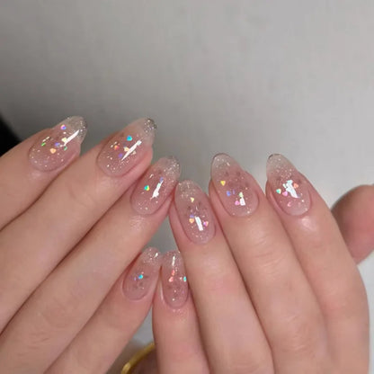 Red Pink French Polka Dot Round Dot Wearable Nail Art Short Almond Fake Nails Detachable Finished False Nails Press on Nails