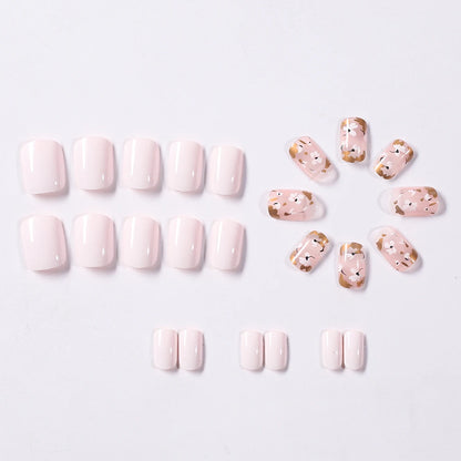Square Head Flower Design Fake Nail Tips Acrylic Floral Wearable Ballet False Nail Artificial Full Cover Press on Nails
