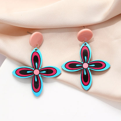 Acrylic Bohemian Earrings - High-grade Contrast Color Ethnic Printed