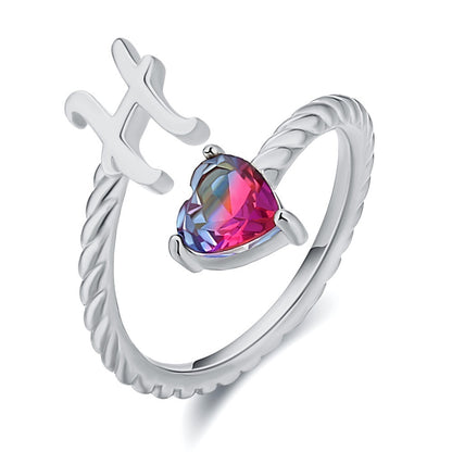 Love Letter Heart Ring - 925 Sterling Silver Fashion Statement Ring