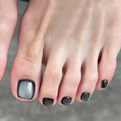 Summer Glitter Pure White Aurora Pearlescent Solid Color Cat Eye Fake Toenails Art Toe Nails False Nails Press on Nails Toenails