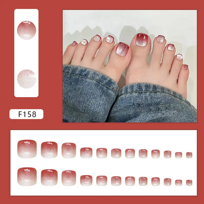 Toenail Holiday Press on Nails Cat Eye Red Gradient Beautiful  Nails