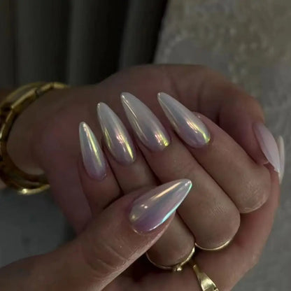 24Pcs Long Almond False Nails Various Styles French Press On Nails Newest Fake Nails DIY Manicure Detachable Nail Tips