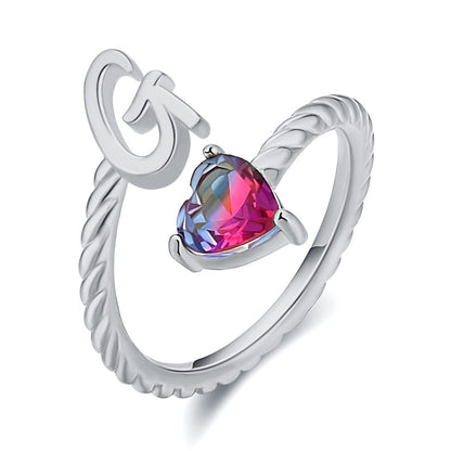 Love Letter Heart Ring - 925 Sterling Silver Fashion Statement Ring