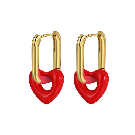 Contrast Color Love Ear Clip - Cold Special-interest Heart Design
