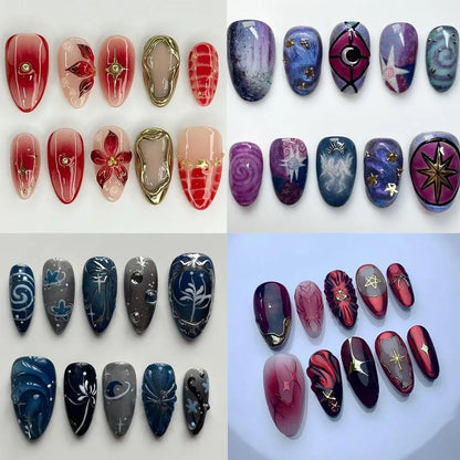 24pcs Manicure Long Almond False Nails French Simple Press on Nails Cherry Color Detachable Fake Nials DIY