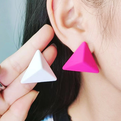 Triangle Spray Paint Earrings - 12 Color 3D Artistic Geometric Studs