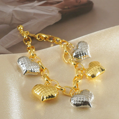 Two-Color Copper Plating Peach Heart Bracelet - Light Luxury Graceful Jewelry USA
