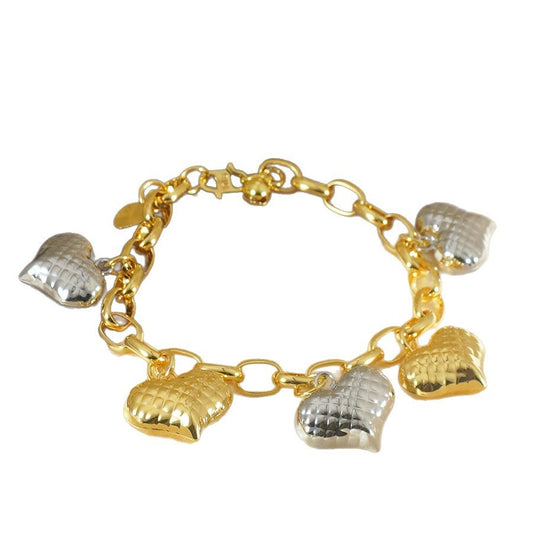 Two-Color Copper Plating Peach Heart Bracelet - Light Luxury Graceful Jewelry USA