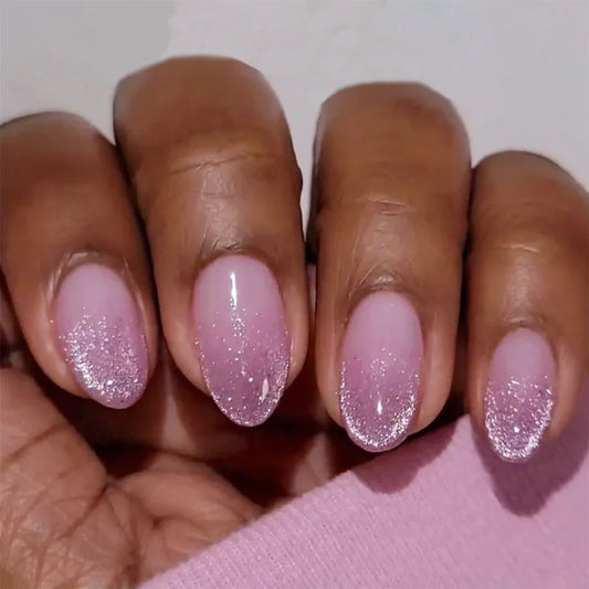 Red Pink French Polka Dot Round Dot Wearable Nail Art Short Almond Fake Nails Detachable Finished False Nails Press on Nails