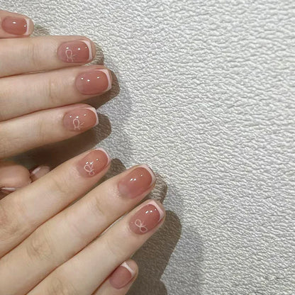 Short Square Head French Press on Fake Nail Detachable Simple Ballet Finished
