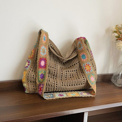 Knitted Bag Large Capacity - Women's Woven Tote Handbag