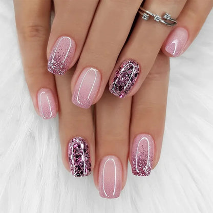 Nails with Rhinestone Sweet Cool Ballet Press on Nails Full Cover Acrylic Manicure Tips