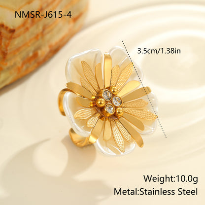Colorful Flower Ring - Dopamine Vibes Adjustable Floral Jewelry USA