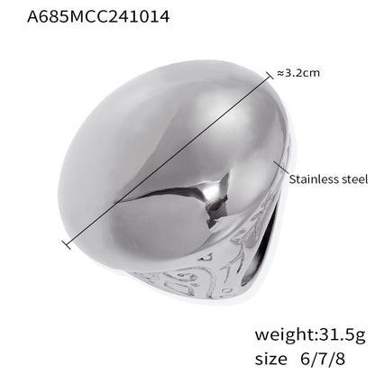 Roman Pattern Carved Ring - High Texture Glossy Sterling Silver Casting