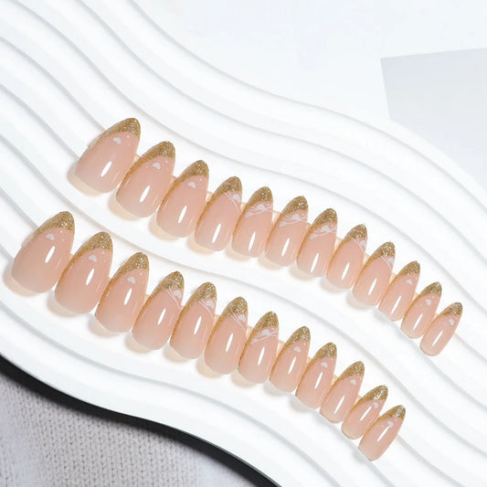 Fashion Wearable Manicure Almond Fake Nails Pointed Head Full Cover Press on Nails False Nail Girl