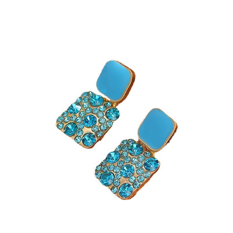 Macarons Geometry Earrings - Sterling Silver Needle Square Pastel Style
